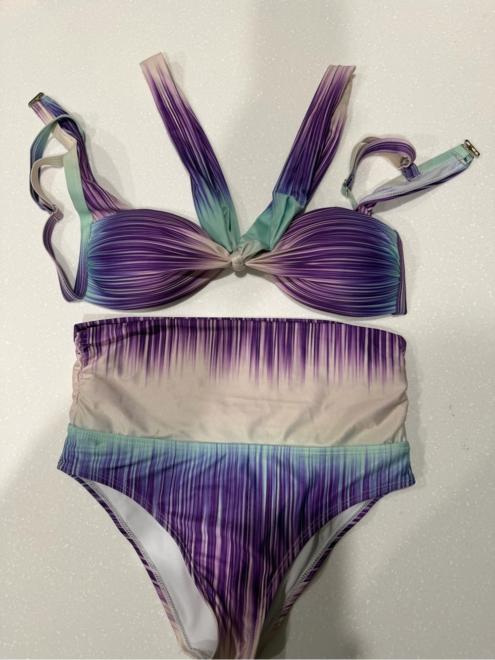Girls Two-Piece High-Waist Bikini in Purple Ombre